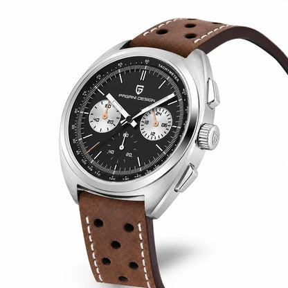 relogio masculino caixa aco Stradale Pagani Design Preto Pulseira de Couro - Vista lateral