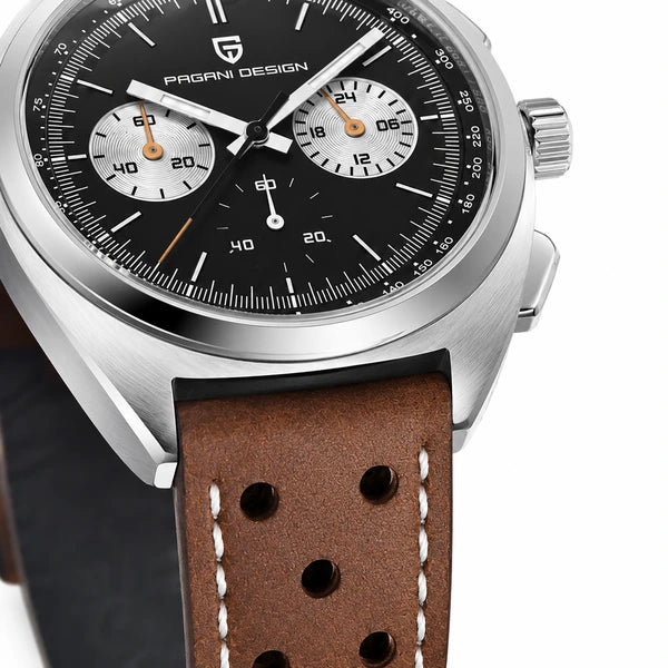 relogio pulseira de couro masculino Stradale Pagani Design Preto Pulseira de Couro - Detalhe da pulseira