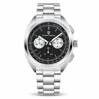 relogio masculino pagani design Stradale Pagani Design Preto Pulseira de Prata - Frente em fundo branco