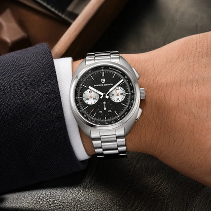 relogio masculino no pulso Stradale Pagani Design Preto Pulseira de Prata - No pulso