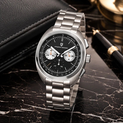 relogio masculino de luxo Stradale Pagani Design Preto Pulseira de Prata - Lifestyle luxuoso
