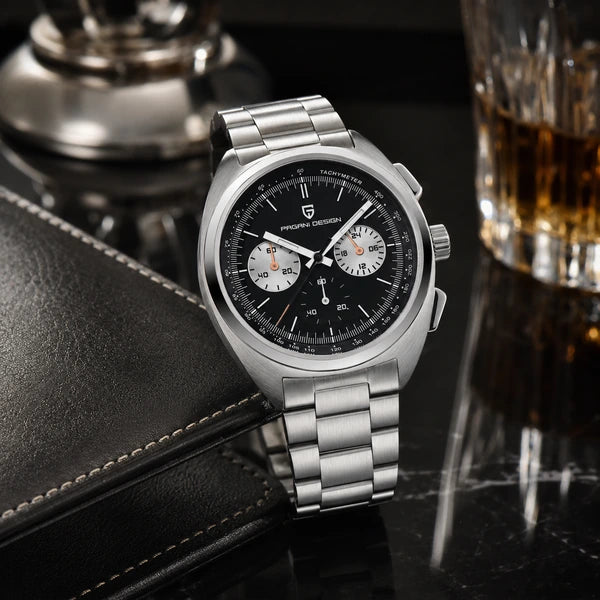 relogio masculino executivo Stradale Pagani Design Preto Pulseira de Prata - Lifestyle executivo