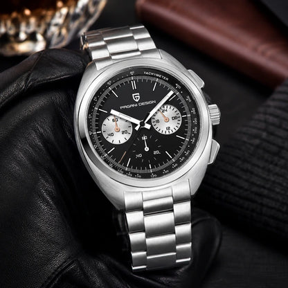 relogio premium masculino Stradale Pagani Design Preto Pulseira de Prata - Lifestyle premium
