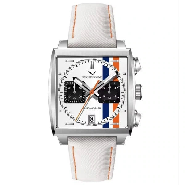 relógio Specht & Söhne com mostrador branco e pulseira branca