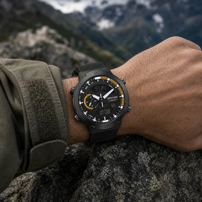 relogio masculino no pulso Hornet North Edge Yellow - montanha
