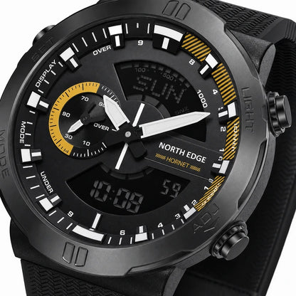 relogio masculino amarelo Hornet North Edge Yellow - macro do display