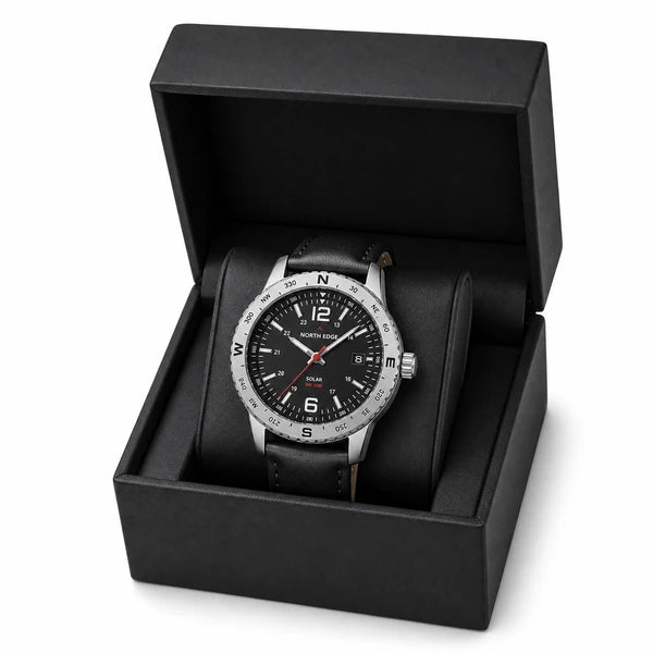 relogio masculino na caixa Solar North Edge Preto - embalagem de presente
